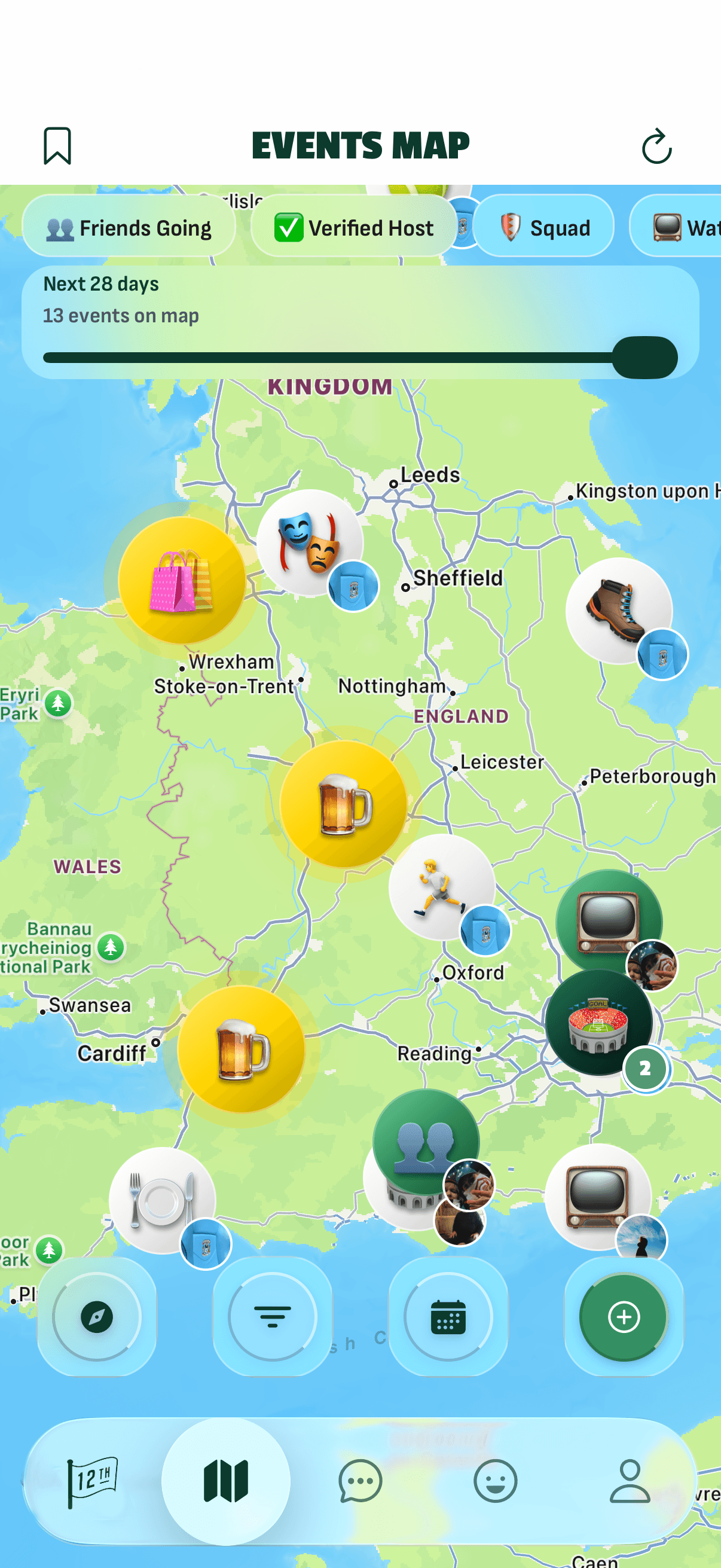 12th Fan events map showing matches and gatherings in the UK